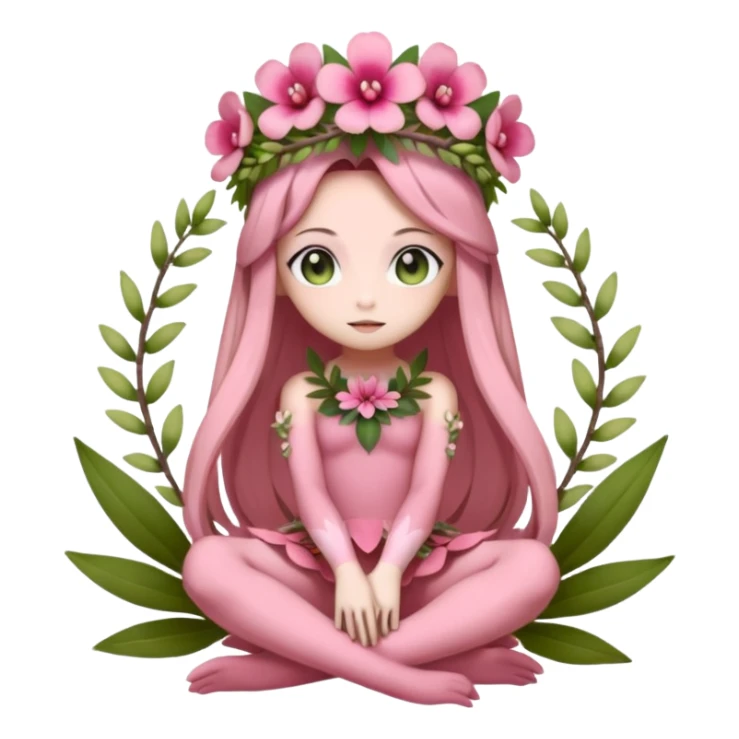 Cute Romantic Realistic  Floral Meloetta-Digimon-Pokémon-Fakémon-hybrid-fusion, full body sticker