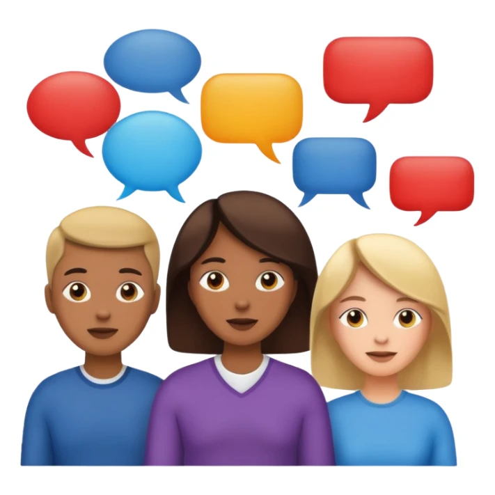 lots of people communicating with each other with speech bubbles sticker
