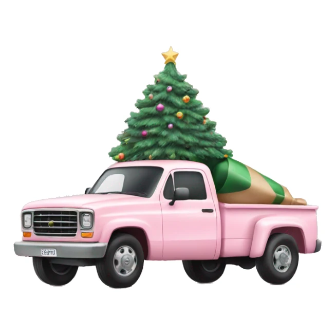 Pastel Pink truck with Christmas tree sticker