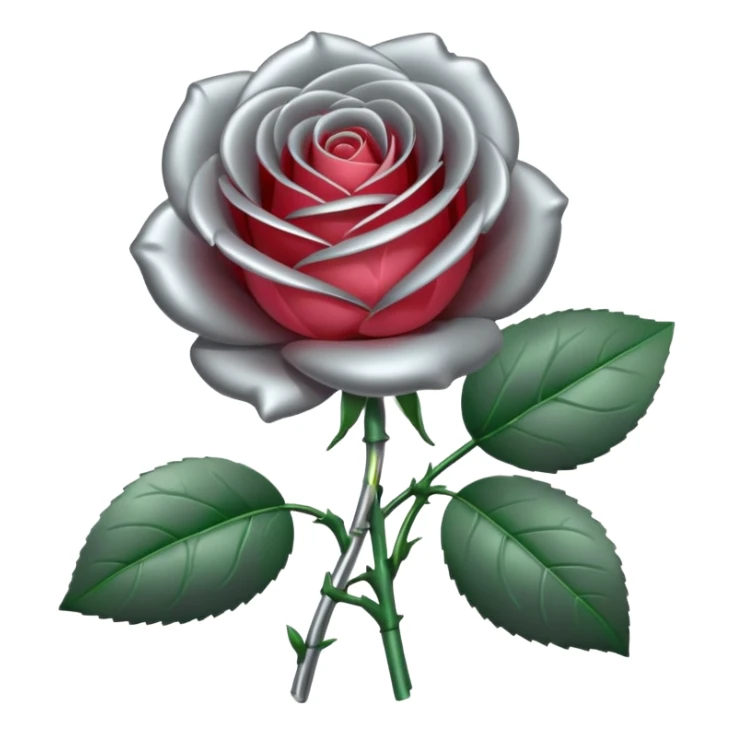 gray metal chrome rose, without green leaves, just flower sticker