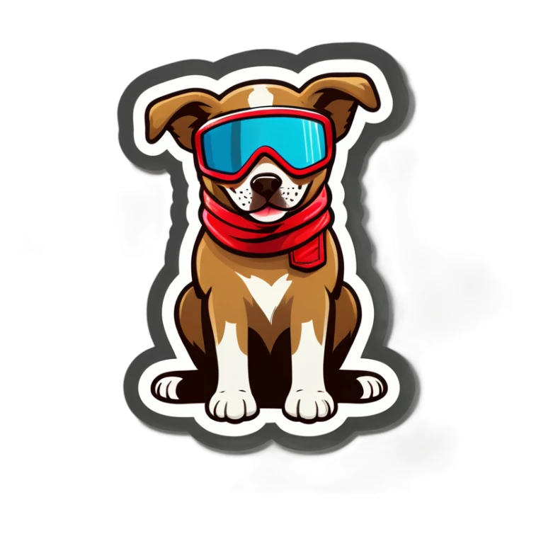 Dog wearing a ski mask sticker