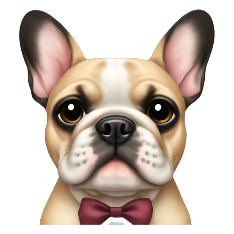 French bulldog black and tan wearing a bow sticker