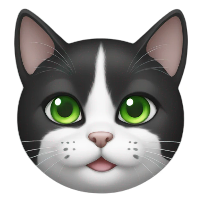 black and white cat with green eyes sticker