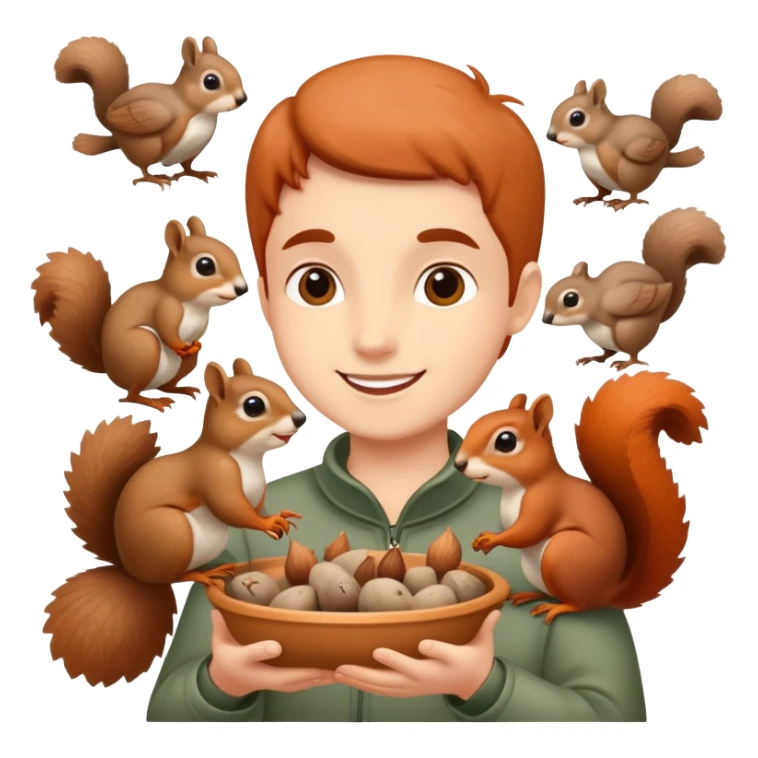 person feeding birds or squirrels, cheerful and caring sticker