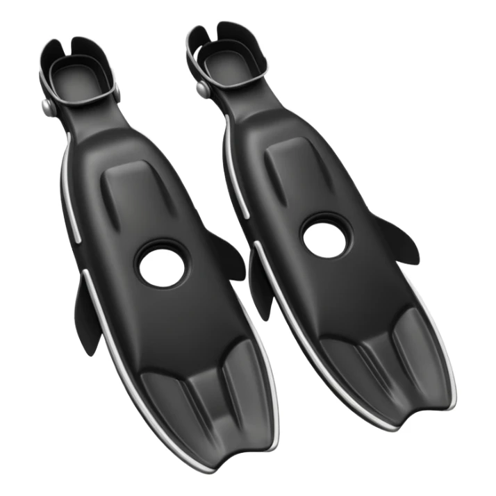 A 3D cartoon pair of diving flippers on a white background, shiny rubber texture, Memoji-style rendering. sticker