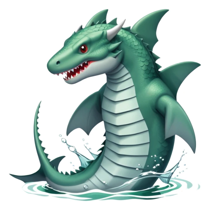 A dragon fighting against a shark in a lake sticker