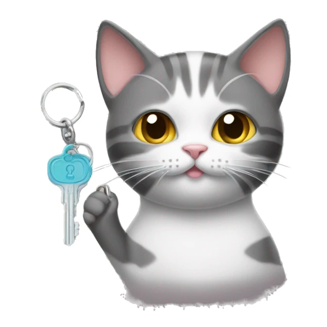 cat with a house key and a handful of sugar sticker