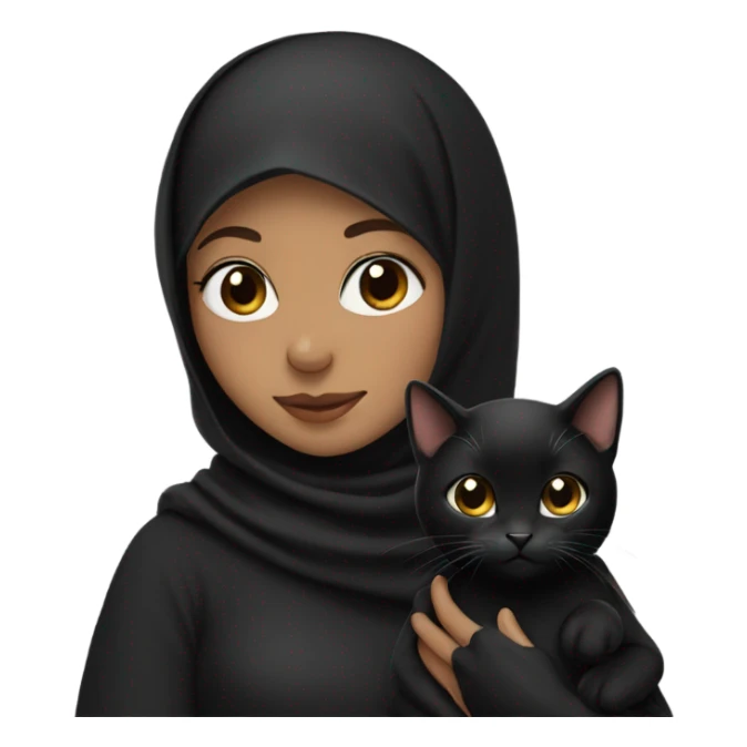 girl with black hijab holding black cat sticker