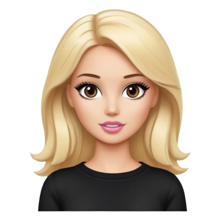 blonde makeup artist barbie, black sweater, brown eyes sticker