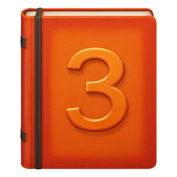 Red-orange book with a number "3" in the cover sticker