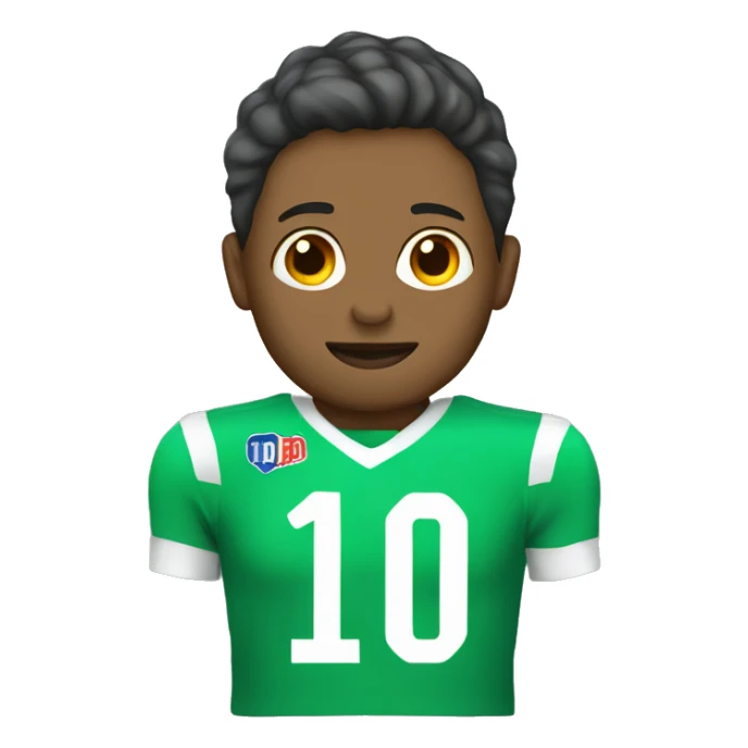 Green Football shirt with number 10 sticker