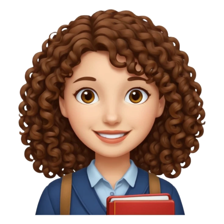 woman student , curly hair sticker