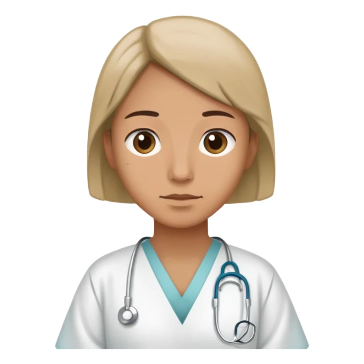 patient wearing a hospital gown, neutral expression sticker