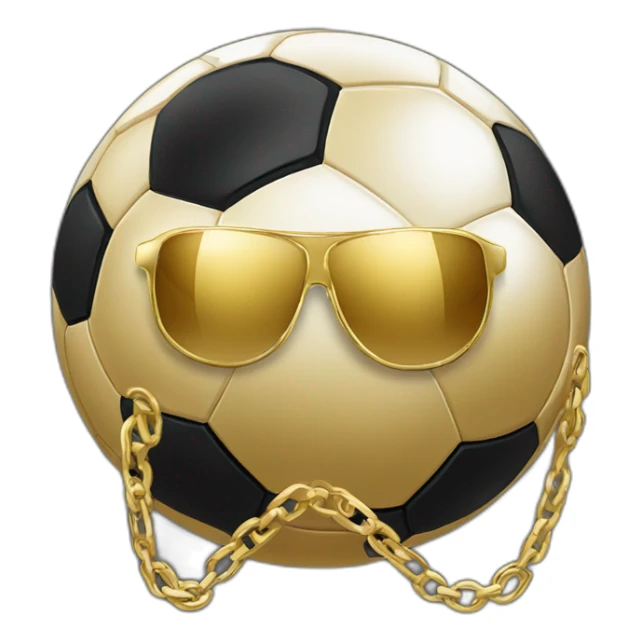 soccer ball wearing gold chain with gold shades sticker