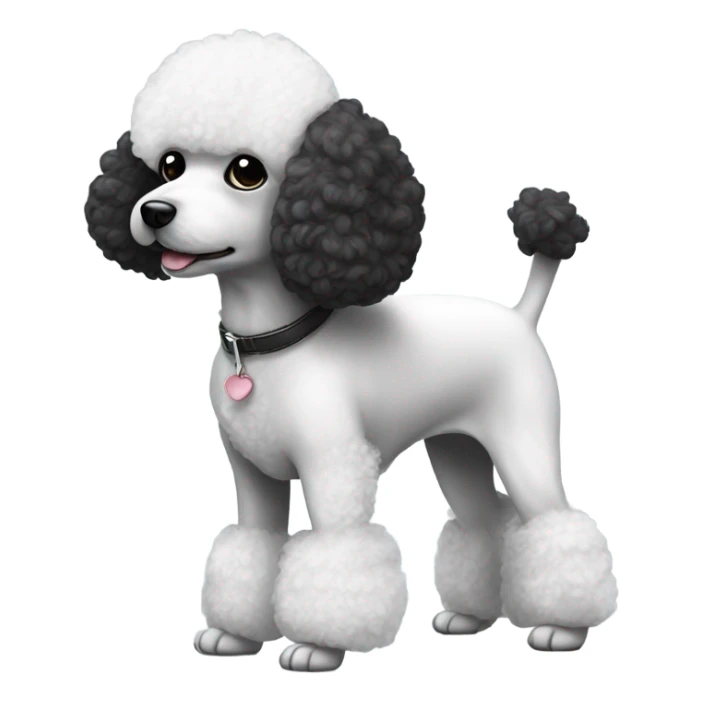 black head and body white toy poodle sticker