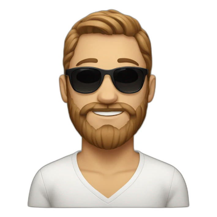 white person with black sunglasses and brown hair goat beard sticker