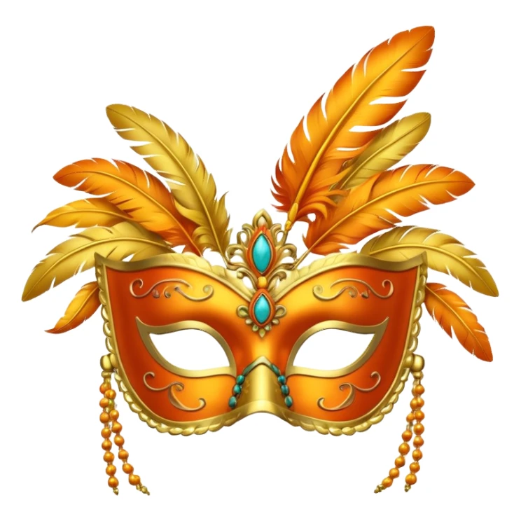 masquerade mask with yellow and orange feathers sticker