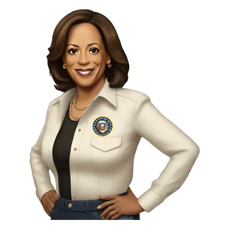 kamala harris wearing a shirt that says "big sister general" sticker