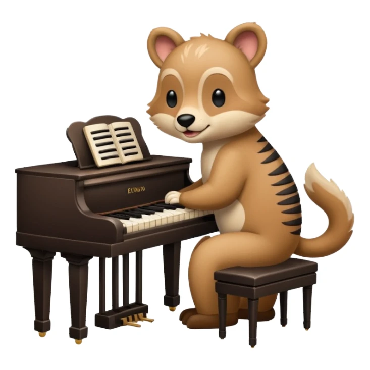 animal playing piano sticker
