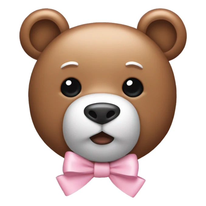 Bear emoji with a light pink bow on its head to the side sticker