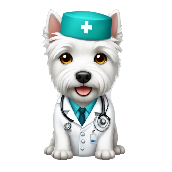 West highland white terrier working as a doctor sticker