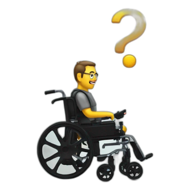 a man in a wheelchair with a replica airsoft sticker