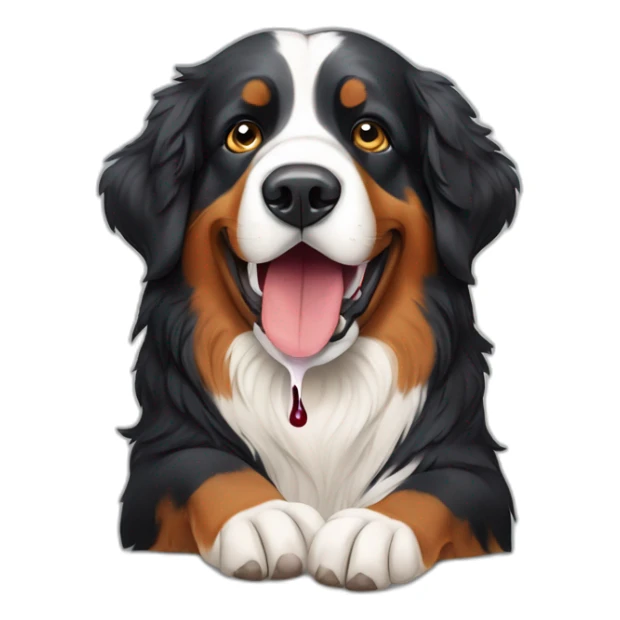 Bernese mountain dog eating an aperitif and drinking wine sticker