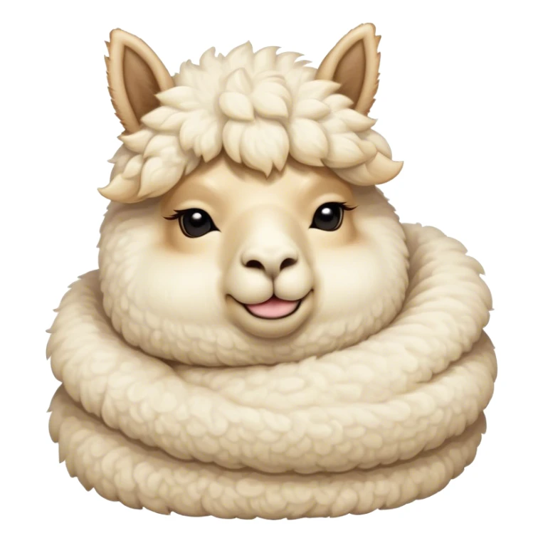 Meme-Worthy Cute Sleeping Cream Alpaca Portrait Emoji, Head resting peacefully with a contented smile, showcasing a delightfully robust build and a luxuriously soft cream fleece, eyes shut in a serene nap, Simplified yet hilariously adorable features, highly detailed, glowing with a soft, drowsy light, high shine, relaxed and utterly lovable, stylized with an air of playful laziness, bright and heartwarming, soft glowing outline, capturing the essence of a comically sleepy alpaca, so meme-worthy it feels like it could instantly become the next viral sensation of adorable slumber! sticker