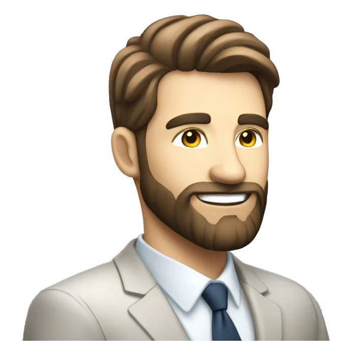 man stock trader, in suit, white skin, with beard, smile on face, dreaming on success   sticker