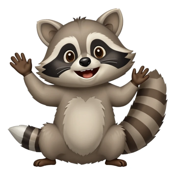 raccoon laughing hard and waving sticker