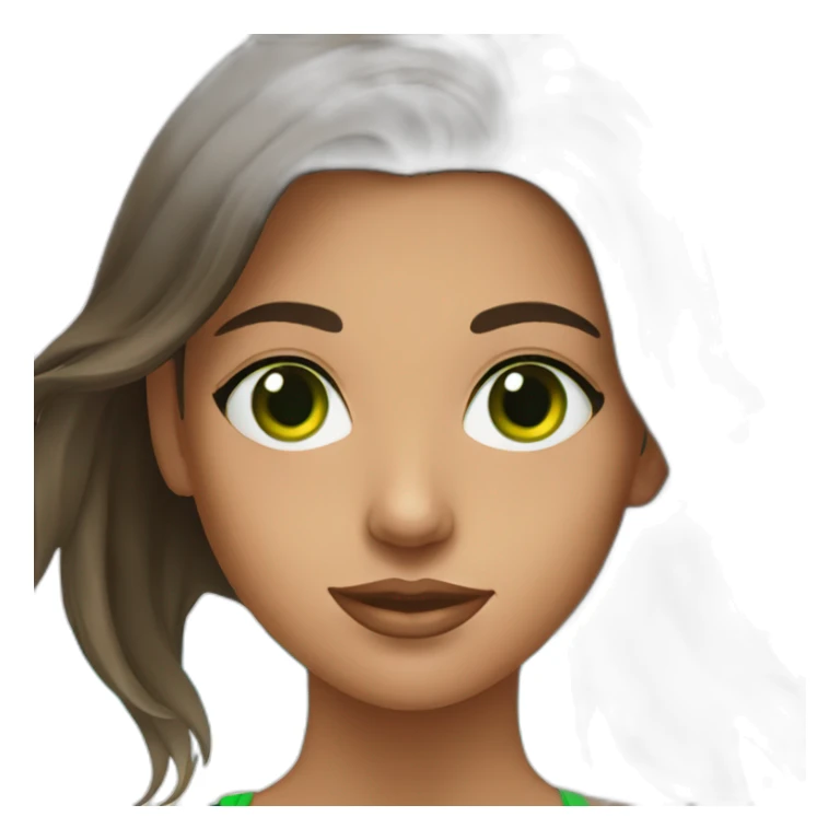 young brunette woman with green eyes on the beach sticker