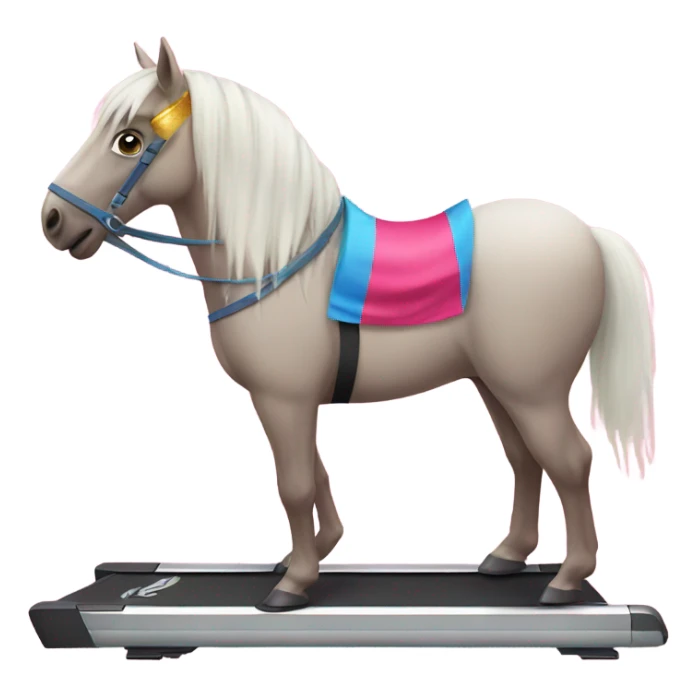 Horse wearing party hat on a treadmill sticker