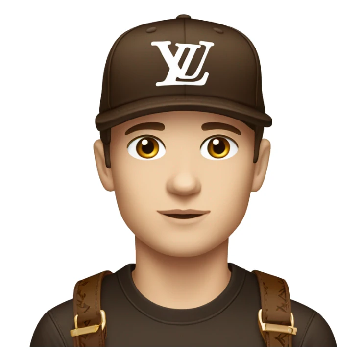 White handsome boy dark hair Louis Vuitton cap brown colour  sticker