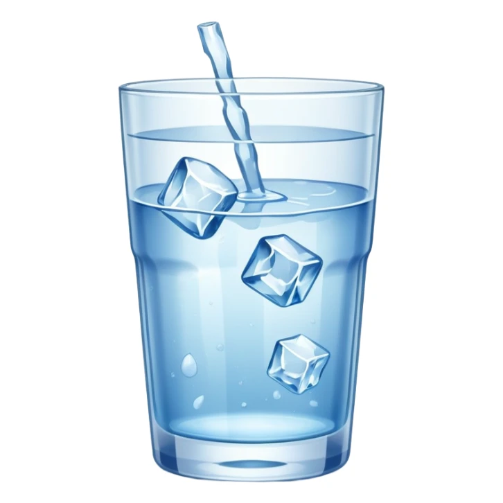 glass of water with ice sticker