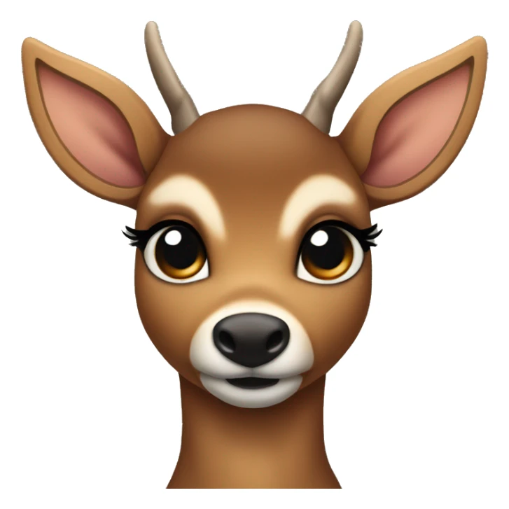 dark brown fawn deer standing up with black eyes and lashes sticker