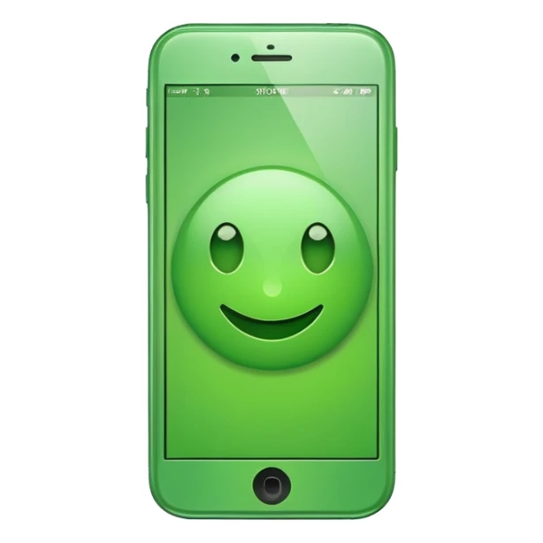 mobile phone emoji, modern smartphone, bright green sticker