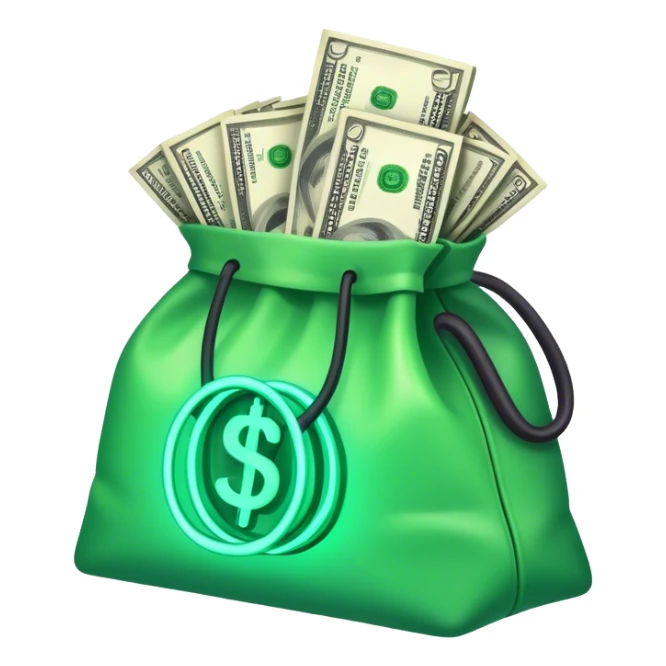 Neon lights with bag of cash sticker