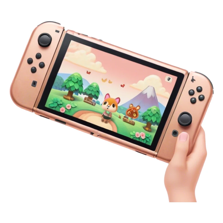Rose gold marble Nintendo switch with animal crossing playing on it sticker