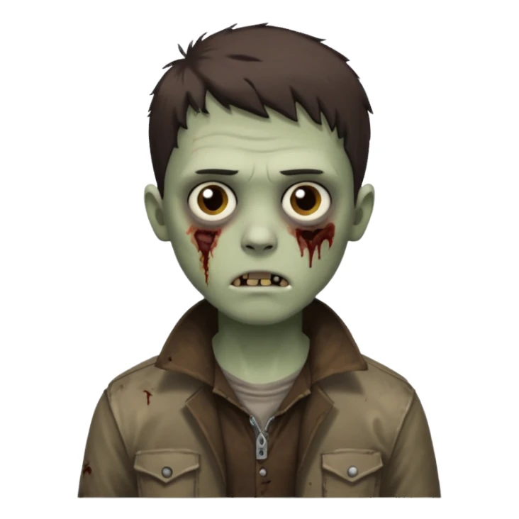 zombie white boy with dark brown edgar haircut and brown eyes sticker