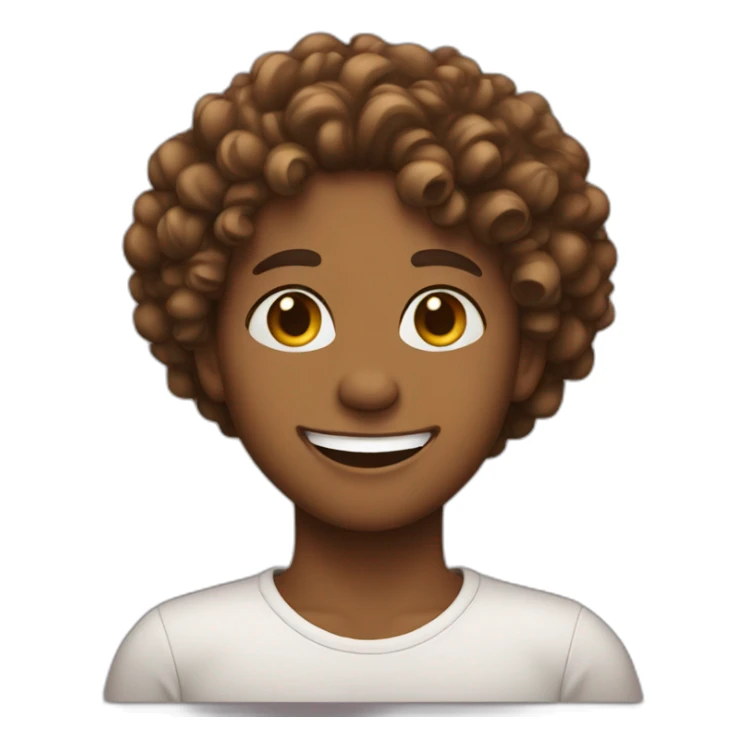 brown skin with curly hair smile sticker
