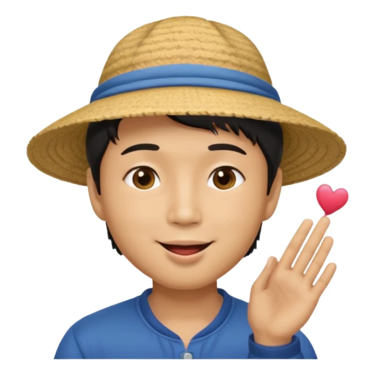 asian man in asian hat blowing a kiss sticker