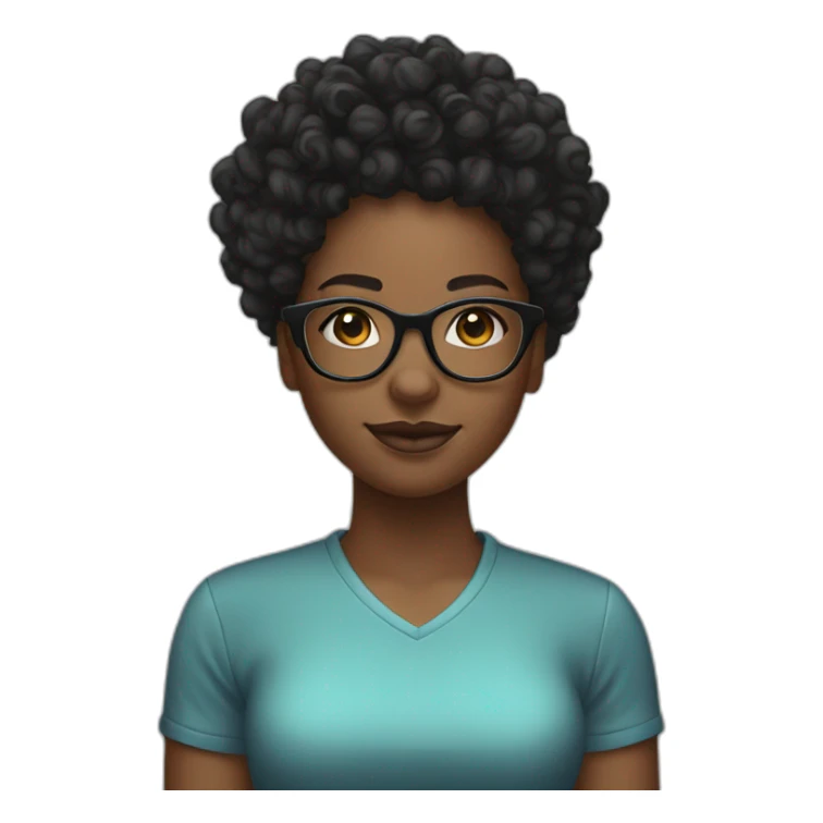 Curly top fade black girl with glasses sticker