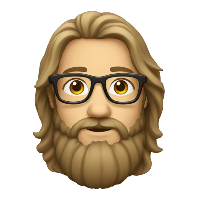 Man with beard and long hair wearing glasses sticker