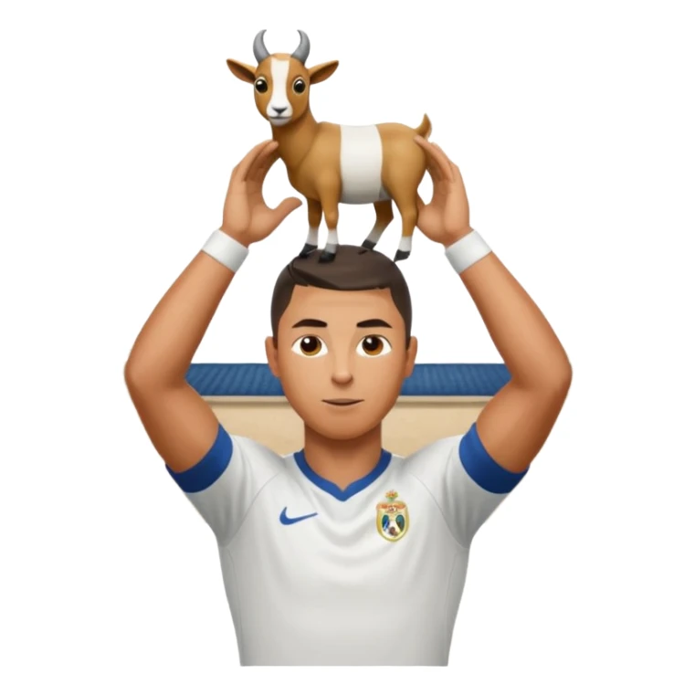I want Ronaldo in Madrid and something over his head saying GOAT sticker