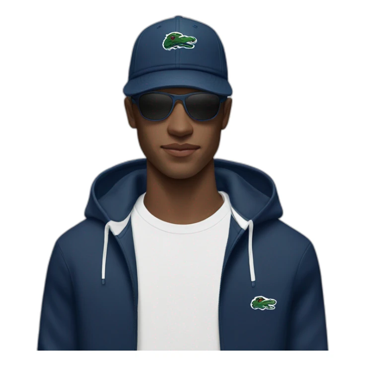 Guy using lacoste hoodie and cap and oakley juliet sticker