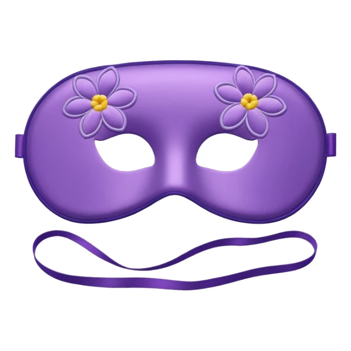 isolated silky sleep mask with a small embroidered flower sticker