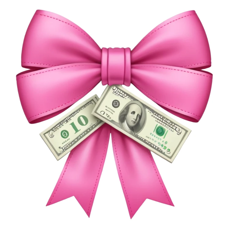 Money cash with pink bow sticker