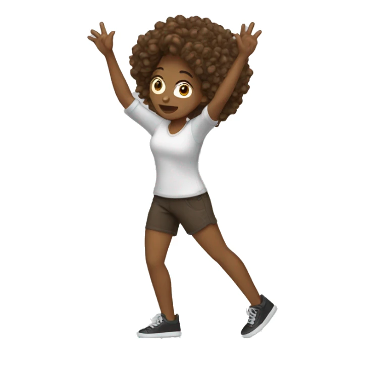 women dab with brown hair curly sticker