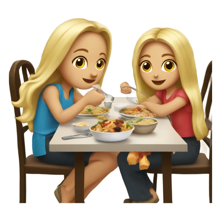  Blonde long hair girl eating big meal  sticker