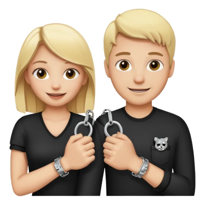 a blonde girl holding handcuffs with her boyfriend  sticker